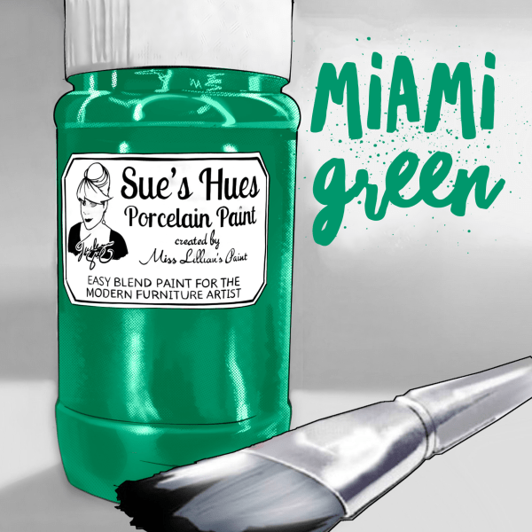 Sue's Hues Porcelain Paint: MIAMI Green | Chalk & Clay Paint |