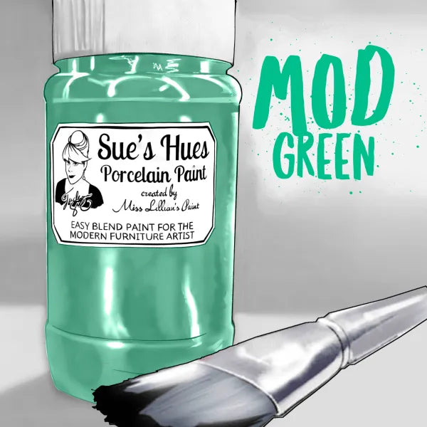 Sue's Hues Porcelain Paint: MOD Green | Chalk & Clay Paint |