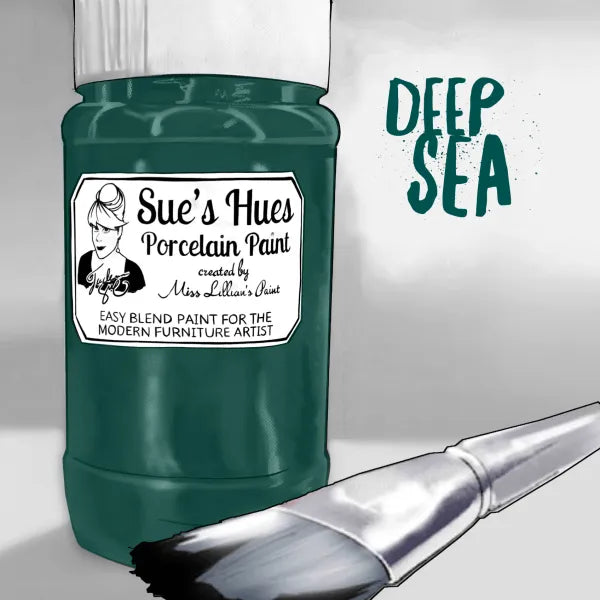 Sue's Hues Porcelain Paint: Deep Sea| Chalk & Clay Paint|