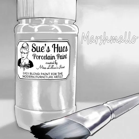 Sue's Hues Porcelain Paint: Marshmallow (white)| Chalk & Clay Paint |