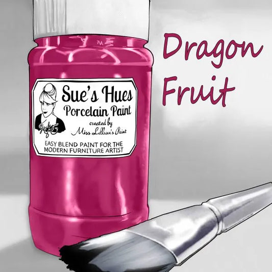 Sue's Hues Porcelain Paint: Dragon Fruit (hot pink, fuschia) | Chalk & Clay Paint |