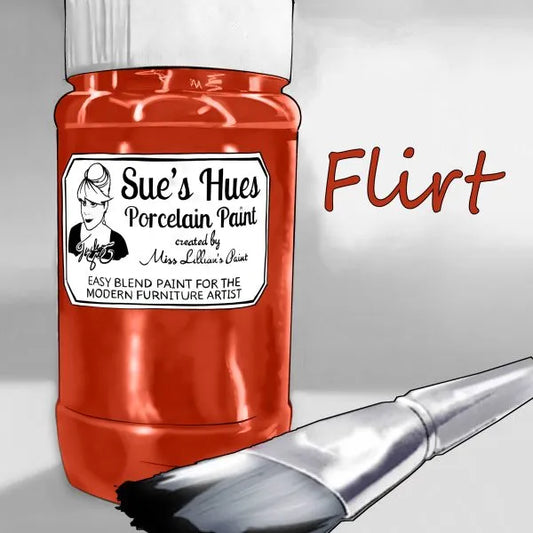 Sue's Hues Porcelain Paint: Flirt (Red, Coral)| Chalk & Clay Paint |