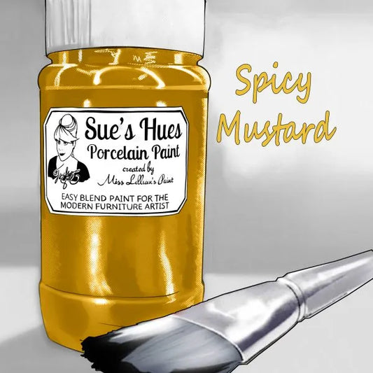 Sue's Hues Porcelain Paint: Spicy Mustard (yellow) | Chalk & Clay Paint |