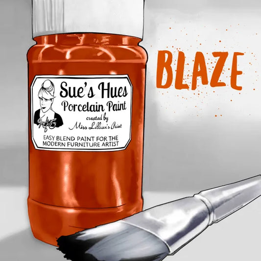 Sue's Hues Porcelain Paint: Blaze (red/orange) | Chalk & Clay Paint|