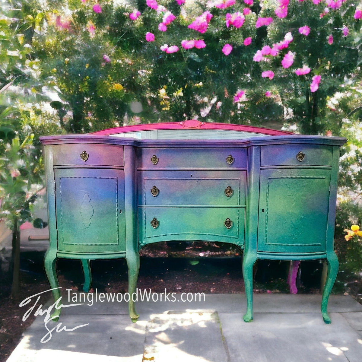 Tanglewood Works Wildflower Meadow Hand Painted Buffet